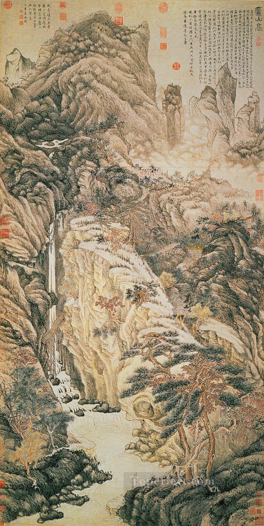 shen zhou lofty mount lu 1467 traditional China Oil Paintings